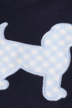 Load image into Gallery viewer, Navy valentine puppy heart applique boy set
