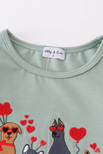 Load image into Gallery viewer, Sage valentine puppy heart embroidery girl set
