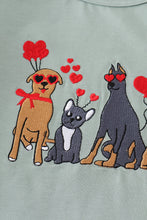 Load image into Gallery viewer, Sage valentine puppy heart embroidery girl set
