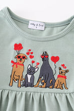 Load image into Gallery viewer, Sage valentine puppy heart embroidery girl dress
