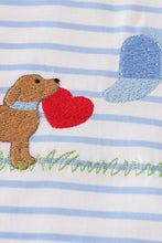 Load image into Gallery viewer, Blue valentine puppy embroidery boy set
