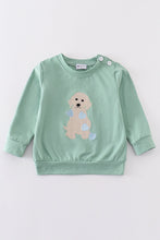 Load image into Gallery viewer, Green Valentine puppy embroidery boy top
