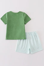 Load image into Gallery viewer, Green gingham boy shorts set
