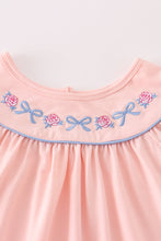 Load image into Gallery viewer, Pink rose bow embroidery dress
