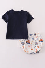 Load image into Gallery viewer, Navy beach print boy bloomer set
