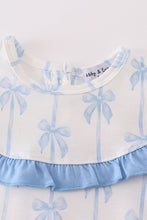 Load image into Gallery viewer, Blue bow ruffle girl bloomer set
