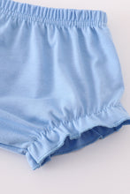 Load image into Gallery viewer, Blue bow ruffle girl bloomer set
