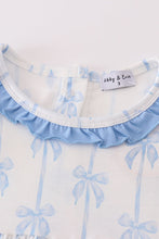 Load image into Gallery viewer, Blue bow ruffle girl set
