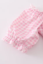 Load image into Gallery viewer, Pink gingham smocked women dress
