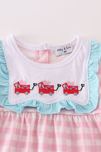 Load image into Gallery viewer, Valentine&#39;s day heart envelope embroidery plaid girl romper
