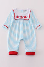 Load image into Gallery viewer, Valentine&#39;s day heart envelope embroidery stripe boy romper
