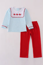 Load image into Gallery viewer, Valentine&#39;s day heart envelope embroidery stripe boy set
