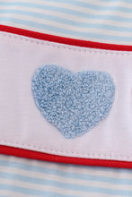 Load image into Gallery viewer, Blue stripe heart french knot boy top
