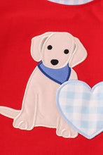 Load image into Gallery viewer, Red puppy heart applique boy set
