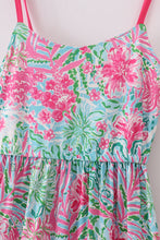 Load image into Gallery viewer, Pink Palm Paradise print tiered mom dress
