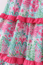 Load image into Gallery viewer, Pink Palm Paradise print tiered mom dress
