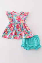 Load image into Gallery viewer, Tropical Bloom print girl bloomer set
