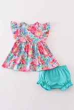 Load image into Gallery viewer, Tropical Bloom print girl bloomer set
