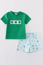 Load image into Gallery viewer, Green lucky clover embroidery boy set
