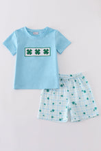 Load image into Gallery viewer, Blue clover embroidery boy set
