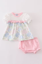 Load image into Gallery viewer, Pink Blossom Serenity print girl bloomer set
