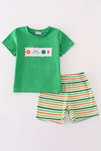 Load image into Gallery viewer, Green clover rainbow embroidery boy set
