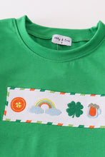 Load image into Gallery viewer, Green clover rainbow embroidery boy set
