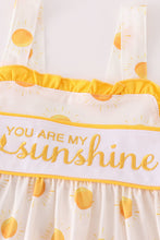 Load image into Gallery viewer, Yellow you are my sunshine embroidery girl set
