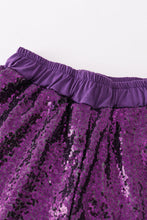 Load image into Gallery viewer, Purple sequin mardi gras mom&amp;me skorts
