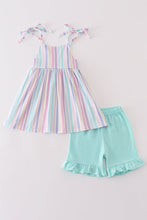 Load image into Gallery viewer, Multicolored stripe girl shorts set
