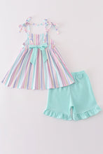 Load image into Gallery viewer, Multicolored stripe girl shorts set
