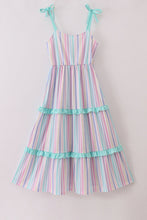 Load image into Gallery viewer, Multicolored stripe tiered mom dress
