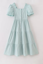 Load image into Gallery viewer, Blue tiered ruffle mom dress
