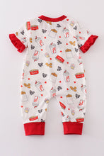 Load image into Gallery viewer, Red the lord&#39;s chicken print girl romper
