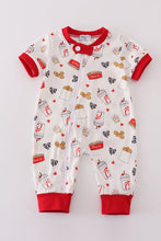 Load image into Gallery viewer, Red the lord&#39;s chicken print boy romper
