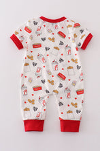 Load image into Gallery viewer, Red the lord&#39;s chicken print boy romper
