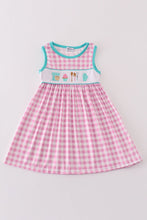 Load image into Gallery viewer, Pink let&#39;s baking embroidery gingham dress
