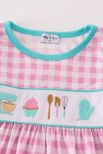 Load image into Gallery viewer, Pink let&#39;s baking embroidery gingham dress
