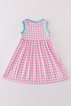 Load image into Gallery viewer, Pink let&#39;s baking embroidery gingham dress
