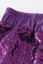 Load image into Gallery viewer, Purple sequin mardi gras mom&amp;me skorts
