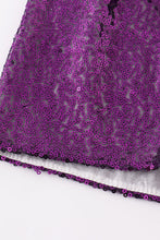 Load image into Gallery viewer, Purple sequin mardi gras mom&amp;me skorts
