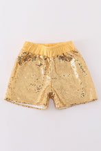 Load image into Gallery viewer, Golden sequin mardi gras girl skorts
