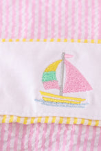 Load image into Gallery viewer, Seersucker sailboat embroidery girl swimsuit
