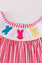 Load image into Gallery viewer, Pink easter bunny french knot girl dress
