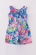 Load image into Gallery viewer, Blue undersea coral garden girl jumpsuit
