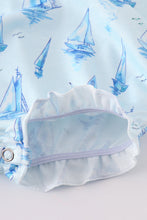 Load image into Gallery viewer, Blue sailboat print girl bubble
