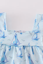 Load image into Gallery viewer, Blue sailboat print girl bubble
