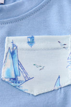 Load image into Gallery viewer, Blue sailboat print boy bloomer set
