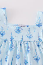 Load image into Gallery viewer, Blue sailboat print girl set
