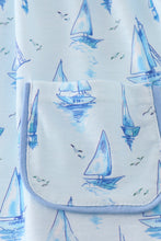 Load image into Gallery viewer, Blue sailboat print girl set
